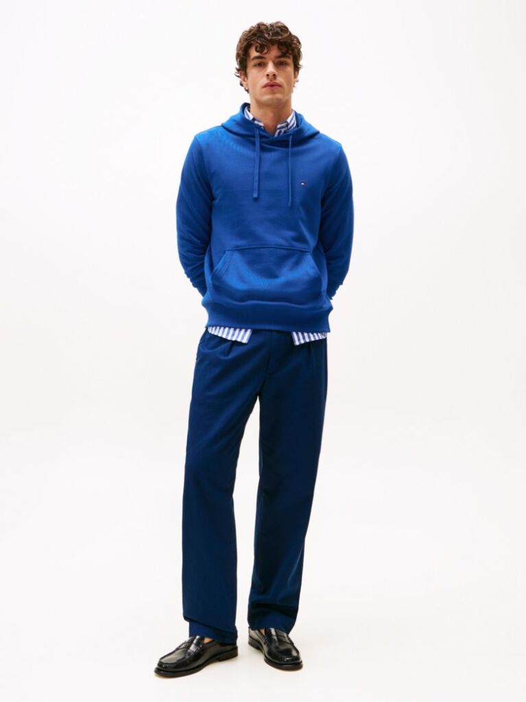 Μπλε Hoody Από Βαμβακερό Terry Με Κεντητό Σημαιάκι  Άνδρες