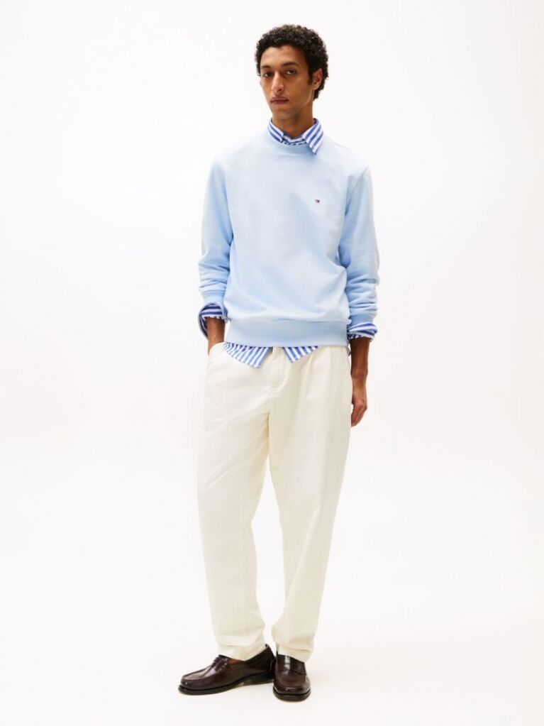 Blue Terry Crew Neck Sweatshirt  Men