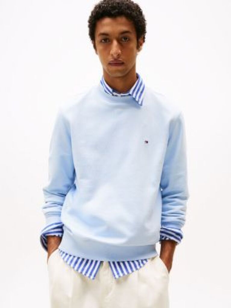 Blue Terry Crew Neck Sweatshirt  Men
