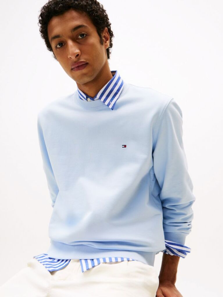 Blue Terry Crew Neck Sweatshirt  Men