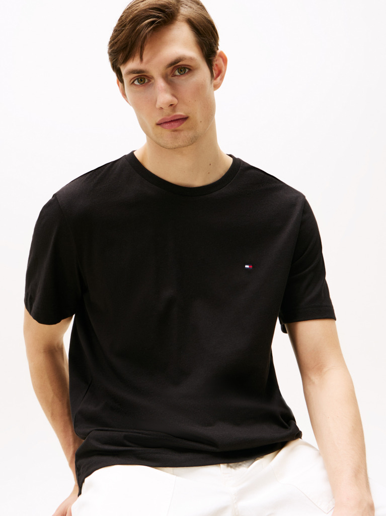 Black Flag Embroidery Crew Neck T-Shirt  Men