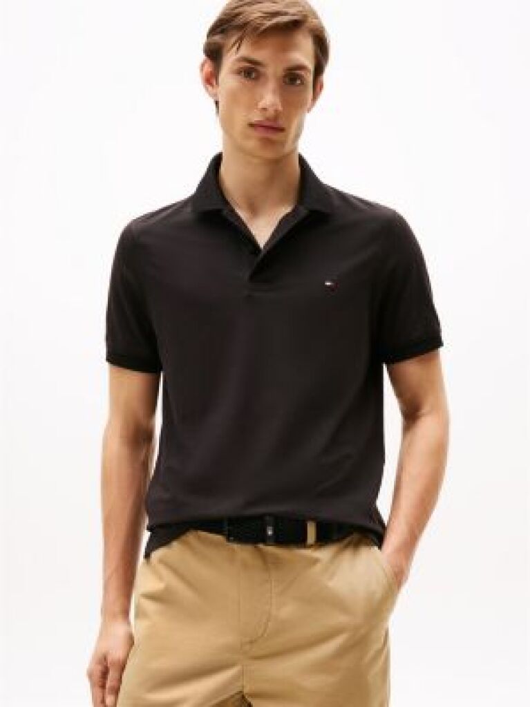 Black Moisture Wicking Pique Regular Polo Shirt  Men