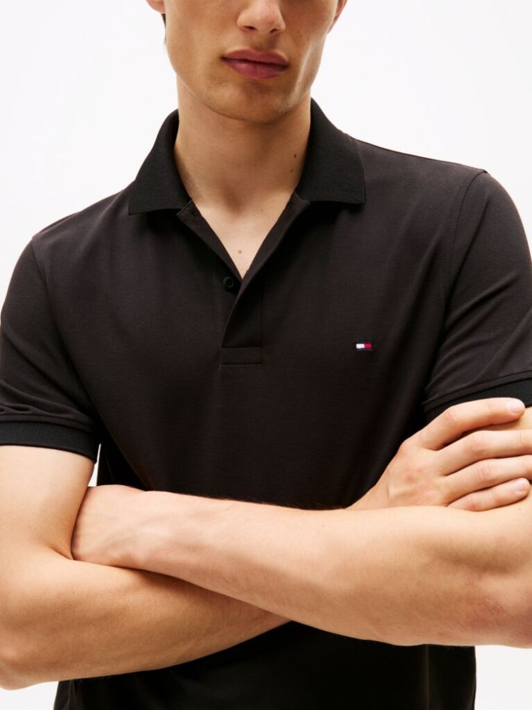 Black Moisture Wicking Pique Regular Polo Shirt  Men
