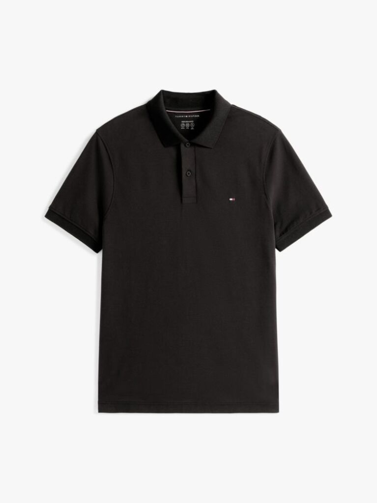 Black Moisture Wicking Pique Regular Polo Shirt  Men