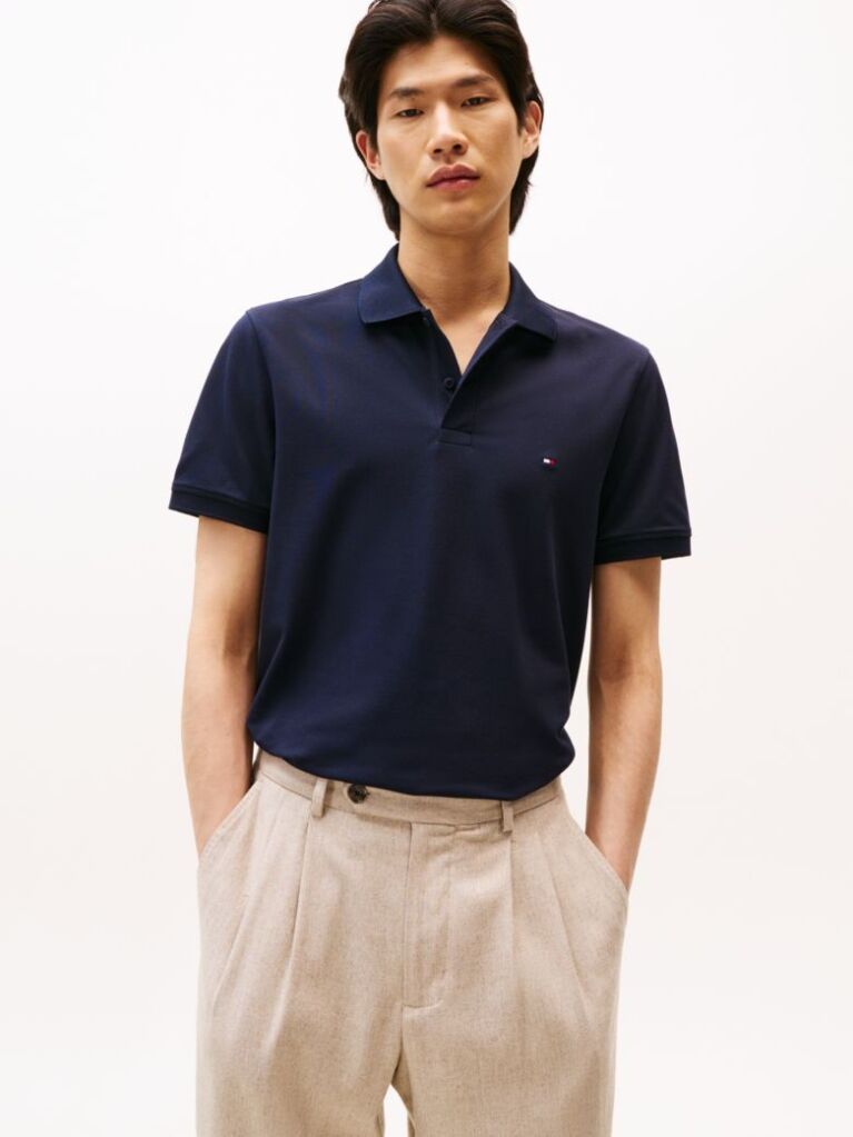 Blue Moisture Wicking Pique Regular Polo Shirt  Men