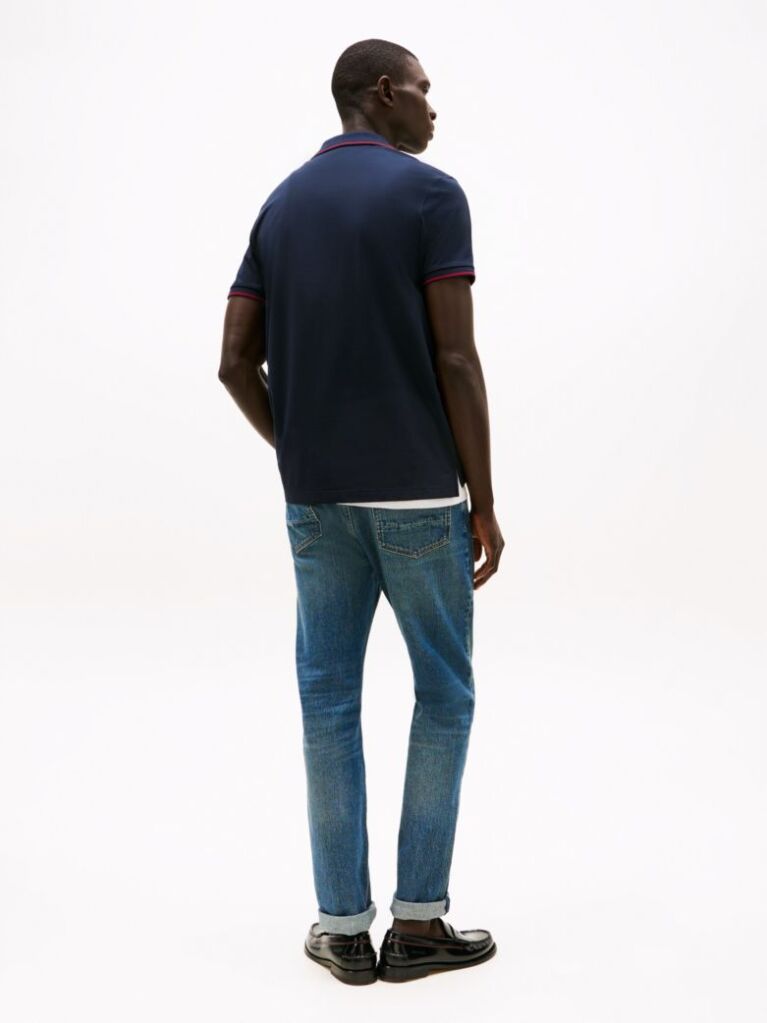 Blue Regular Tipped Jersey Polo Shirt  Men