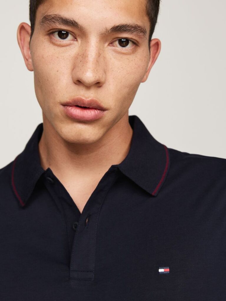 Blue Regular Tipped Jersey Polo Shirt  Men