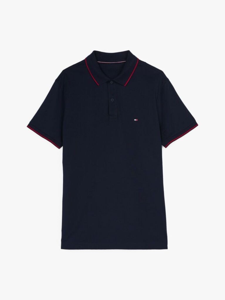 Blue Regular Tipped Jersey Polo Shirt  Men
