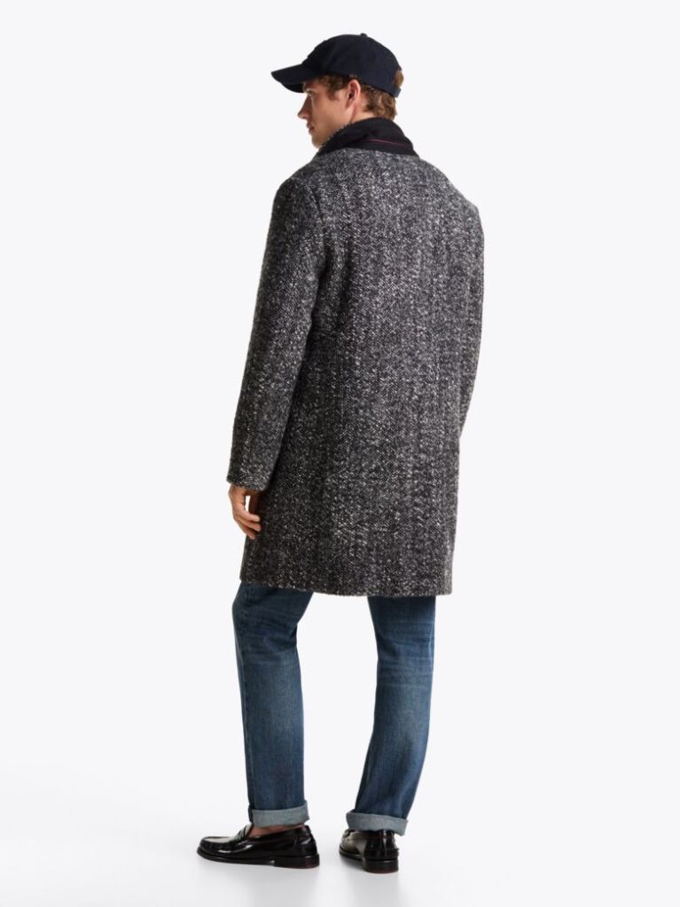 Grey Wool Single Breasted Coat  Men