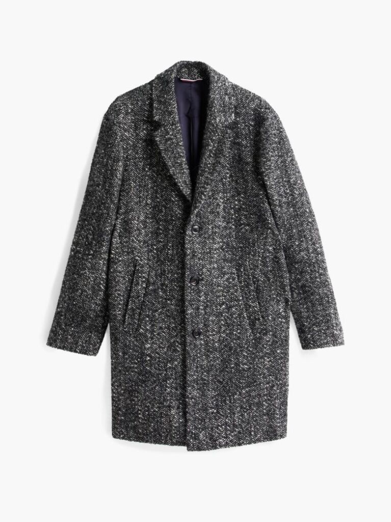 Grey Wool Single Breasted Coat  Men
