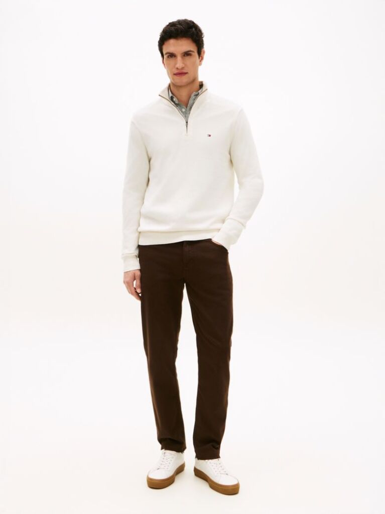 Beige Half-Zip Mock Turtleneck Jumper  Men