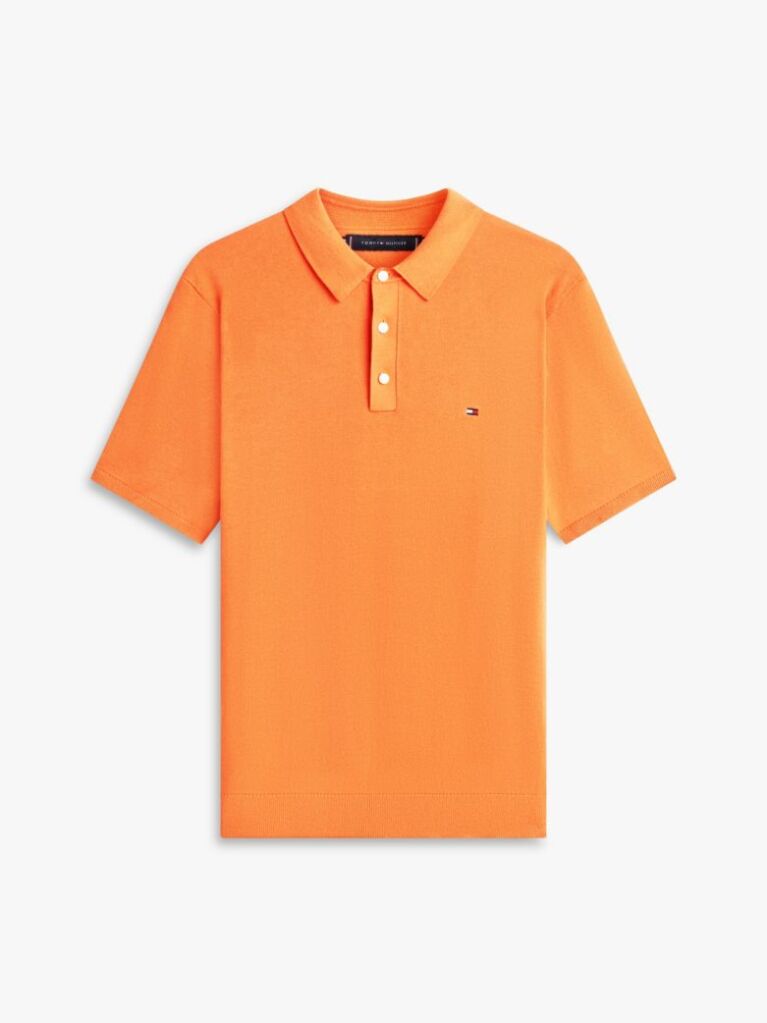 Orange Regular Fit Knit Polo Shirt  Men