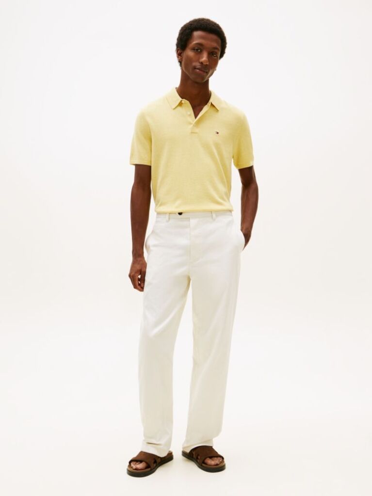 Yellow Regular Fit Knit Polo Shirt  Men