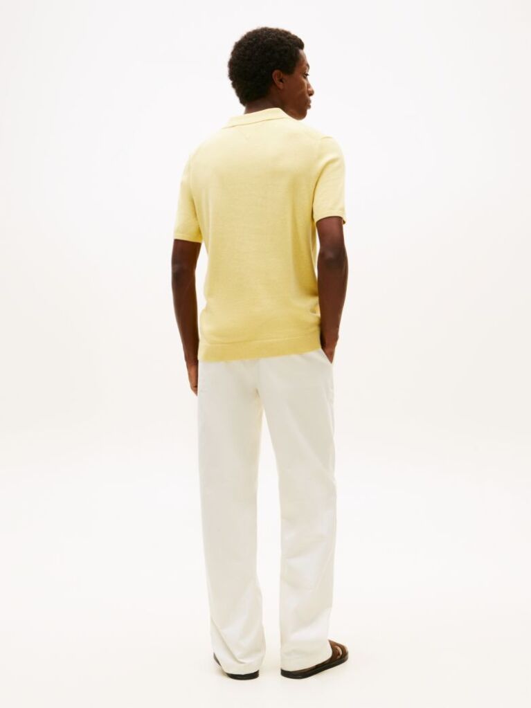Yellow Regular Fit Knit Polo Shirt  Men