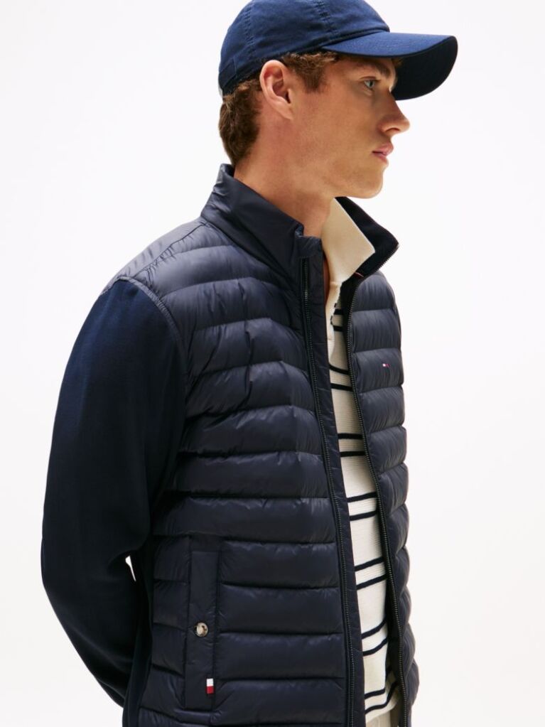Blue Stand-Up Collar Quilted Sweatshirt  Men