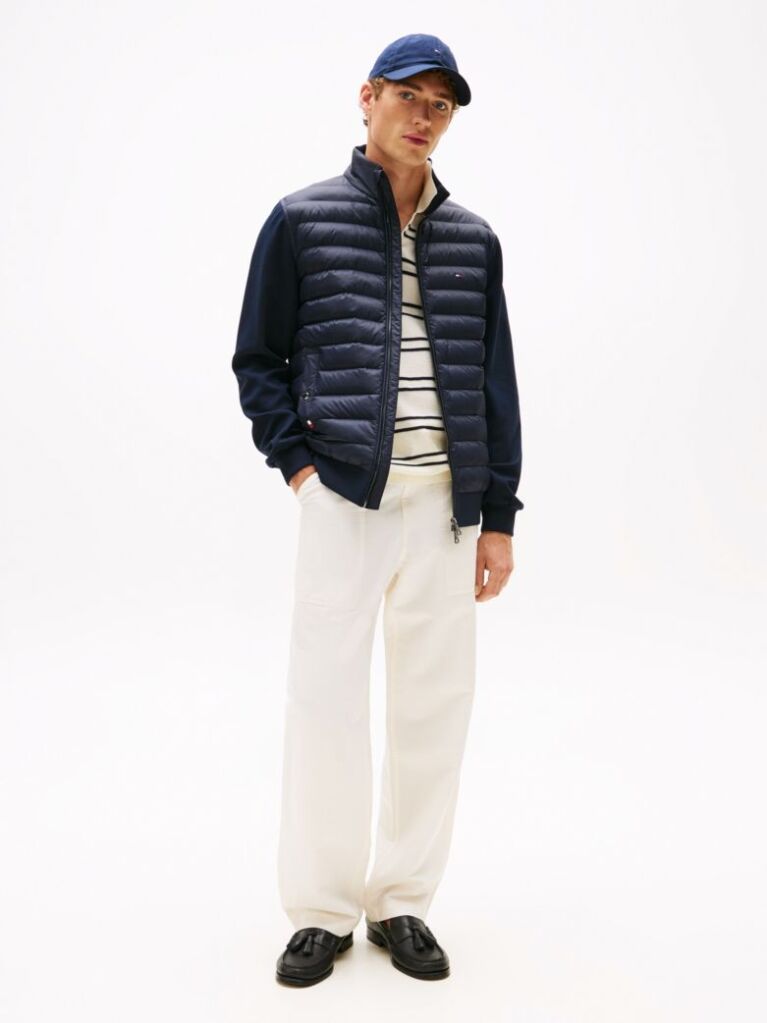Blue Stand-Up Collar Quilted Sweatshirt  Men