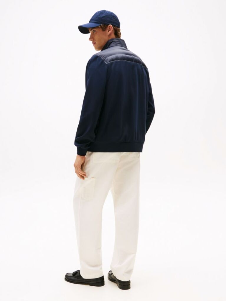 Blue Stand-Up Collar Quilted Sweatshirt  Men