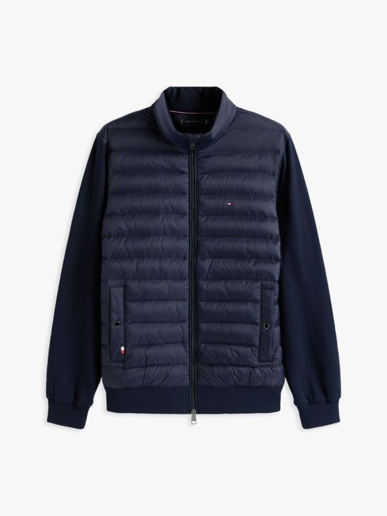 Blue Stand-Up Collar Quilted Sweatshirt  Men