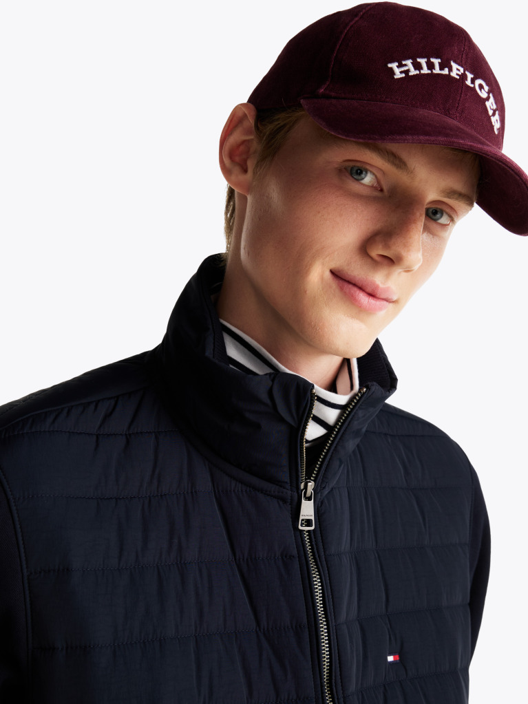 Blue Stand-Up Collar Quilted Sweatshirt  Men