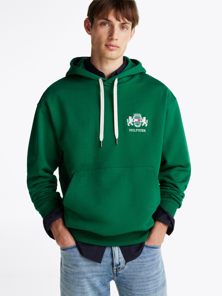 Green Logo Embroidery Hoody  Men