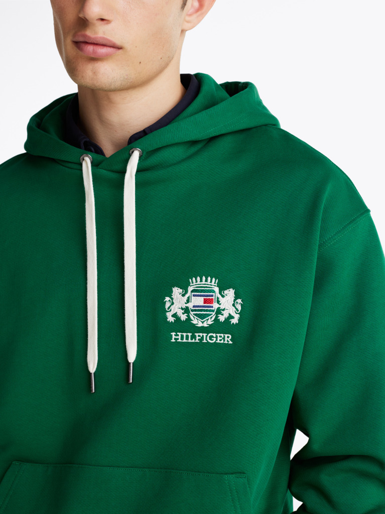 Green Logo Embroidery Hoody  Men