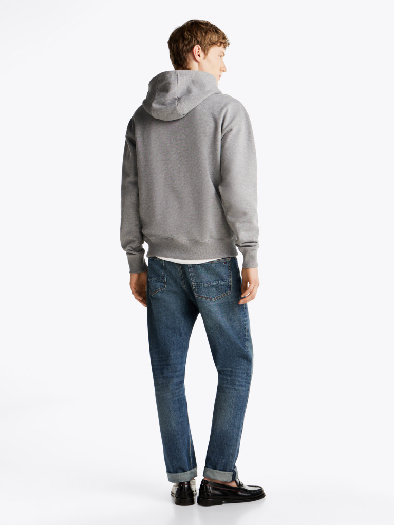Grey Logo Embroidery Hoody  Men