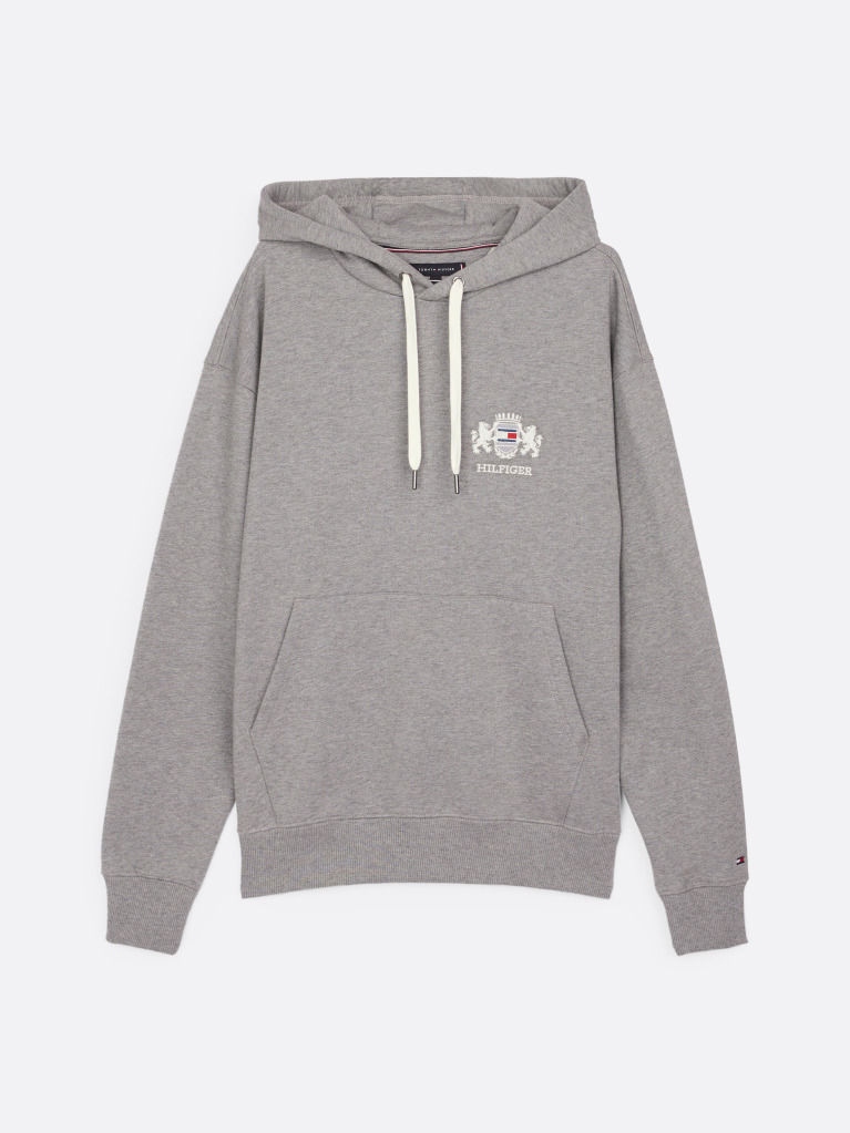 Grey Logo Embroidery Hoody  Men