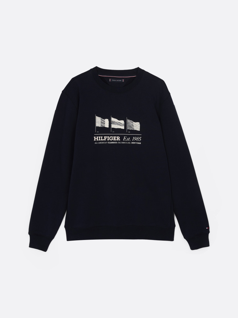 Μπλε Φούτερ Με Σημαίες Hilfiger  Άνδρες