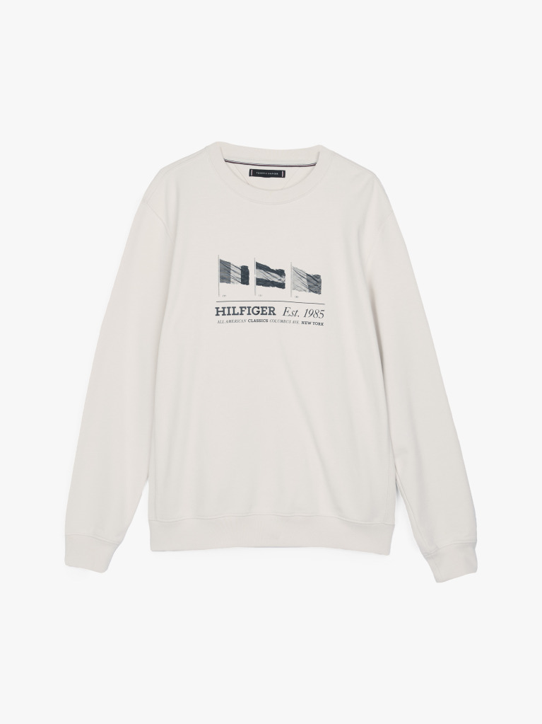Μπεζ Φούτερ Με Σημαίες Hilfiger  Άνδρες