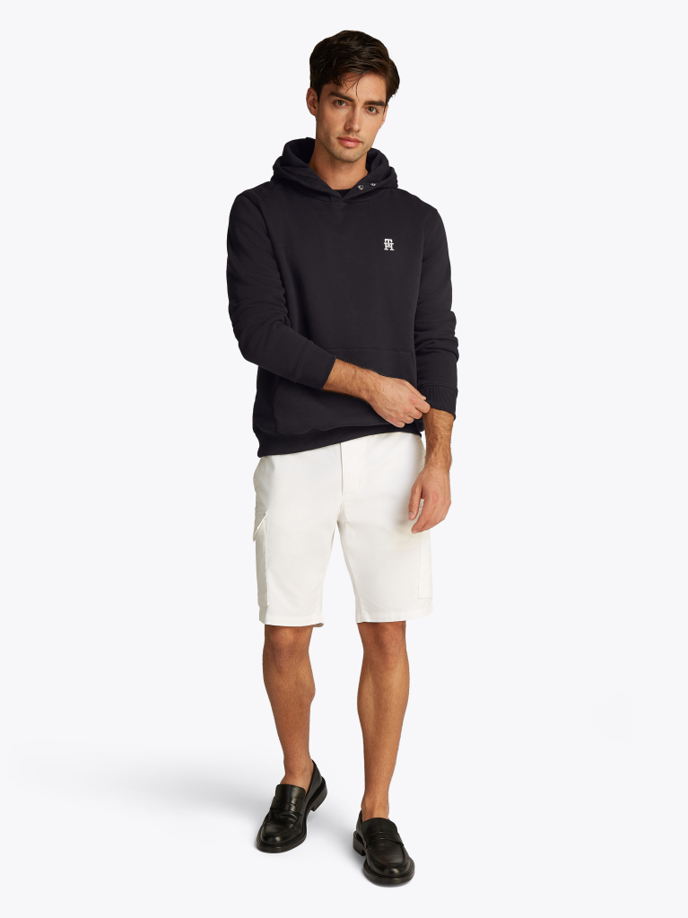 Μαύρο Hoody Με Κεντητό Μονόγραμμα TH Σε Αντίθεση  Άνδρες