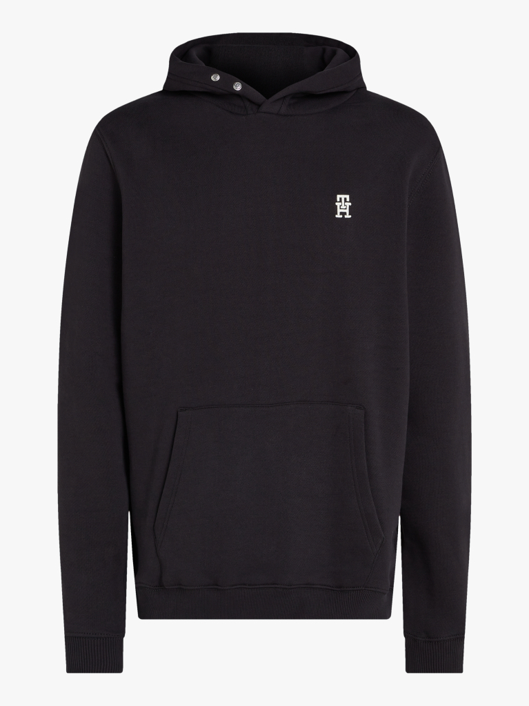 Μαύρο Hoody Με Κεντητό Μονόγραμμα TH Σε Αντίθεση  Άνδρες
