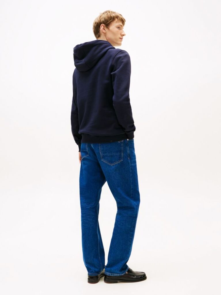 Μπλε Hoody Με Κεντητό Μονόγραμμα TH Σε Αντίθεση  Άνδρες