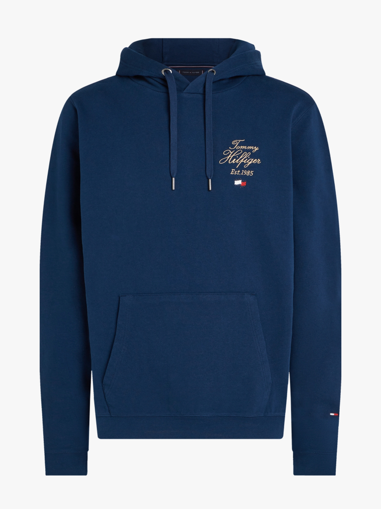 Μπλε Hoody Με Κεντητό Λογότυπο  Άνδρες