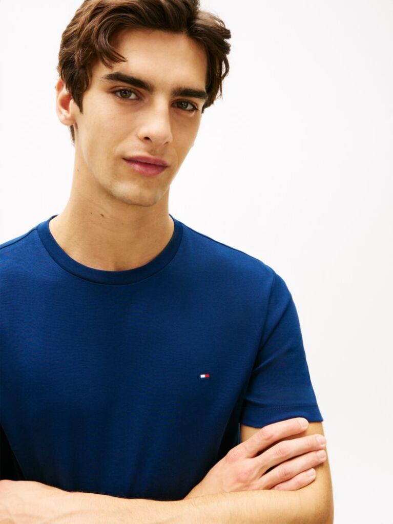 Μπλε Interlock Πλεκτό T-Shirt  Άνδρες