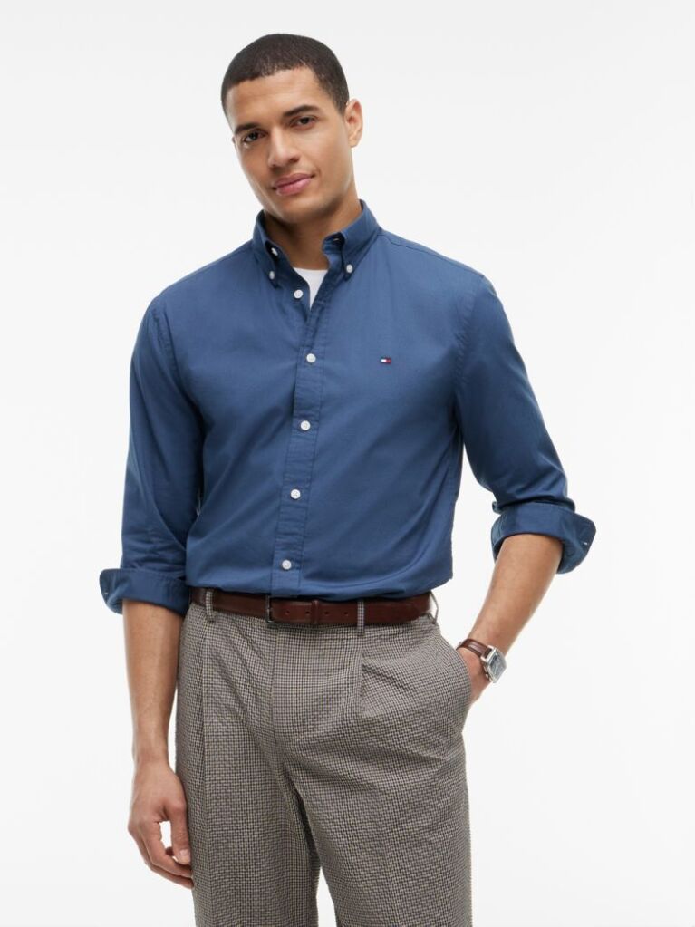 Blue TH Flex Regular Fit Poplin Shirt  Men