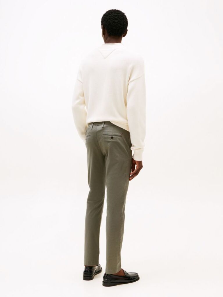 Grey Slim Flag Embroidery Chinos  Men