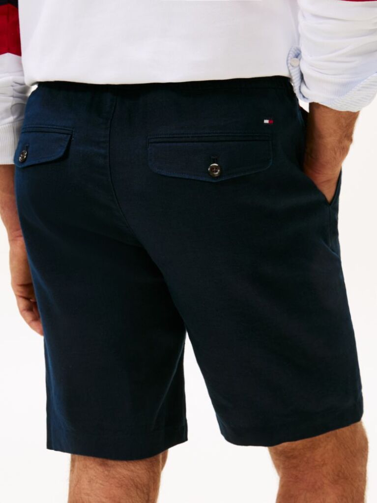 Blue Harlem Linen Blend Relaxed Bermuda Shorts  Men