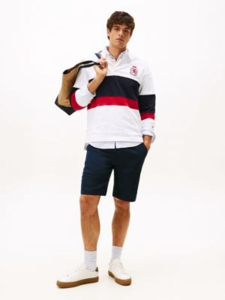 Blue Harlem Linen Blend Relaxed Bermuda Shorts  Men