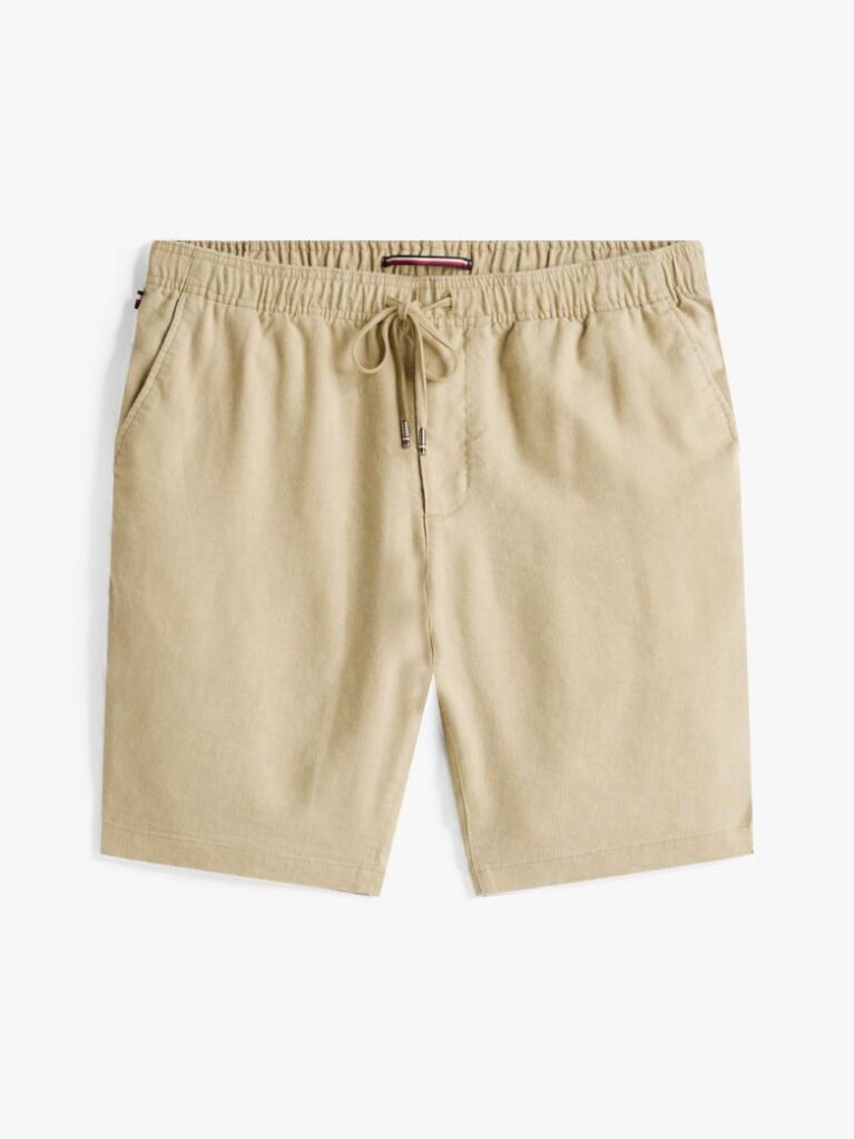 Beige Harlem Linen Blend Relaxed Bermuda Shorts  Men