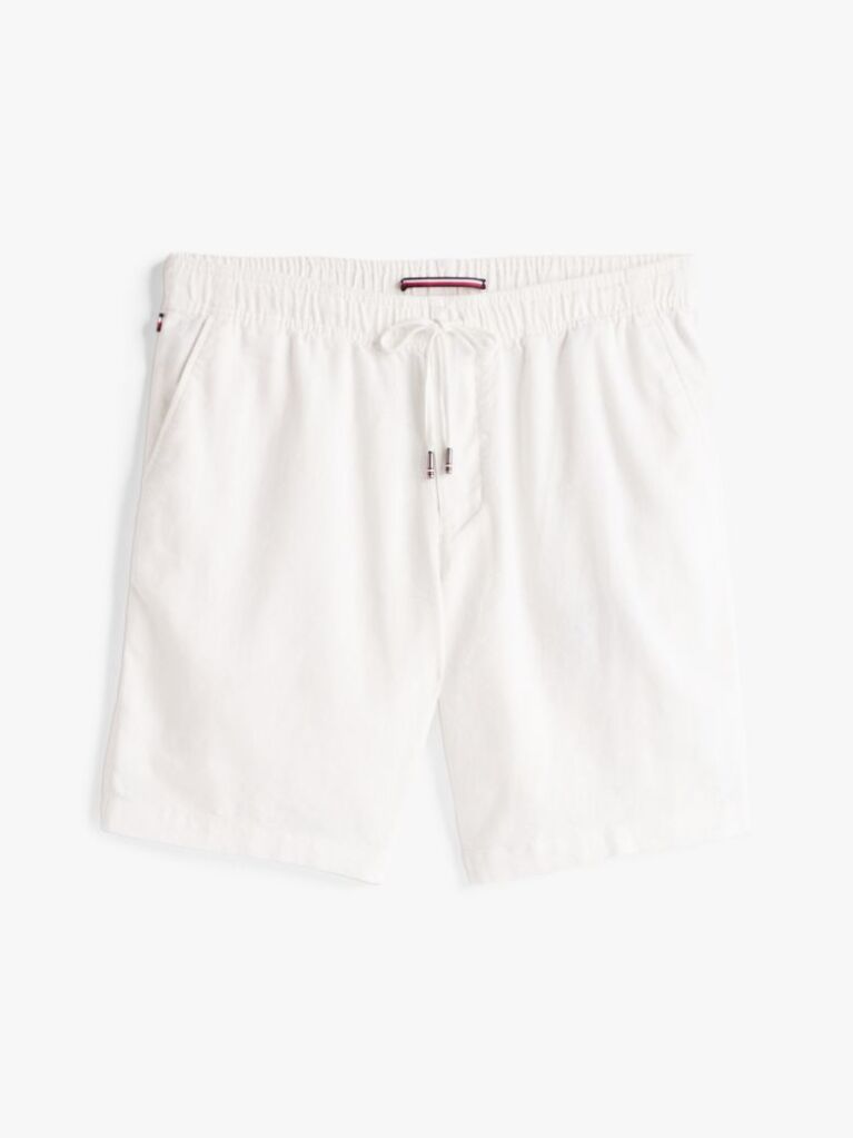 White Harlem Linen Blend Relaxed Bermuda Shorts  Men