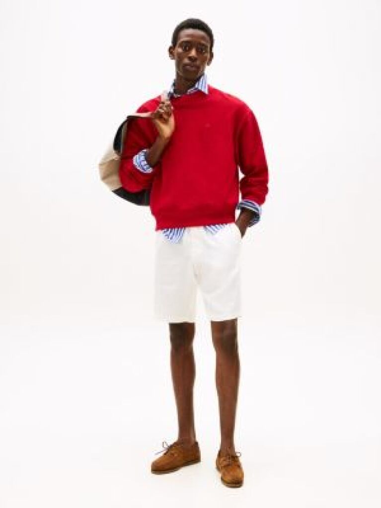 White Harlem Linen Blend Relaxed Bermuda Shorts  Men