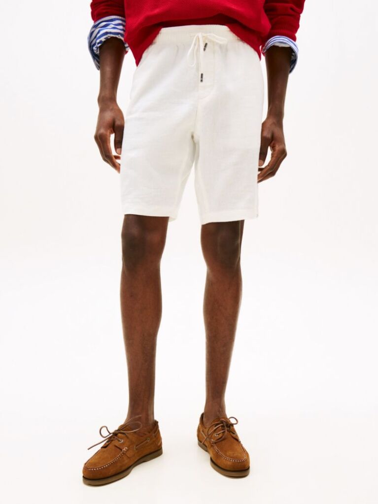 White Harlem Linen Blend Relaxed Bermuda Shorts  Men