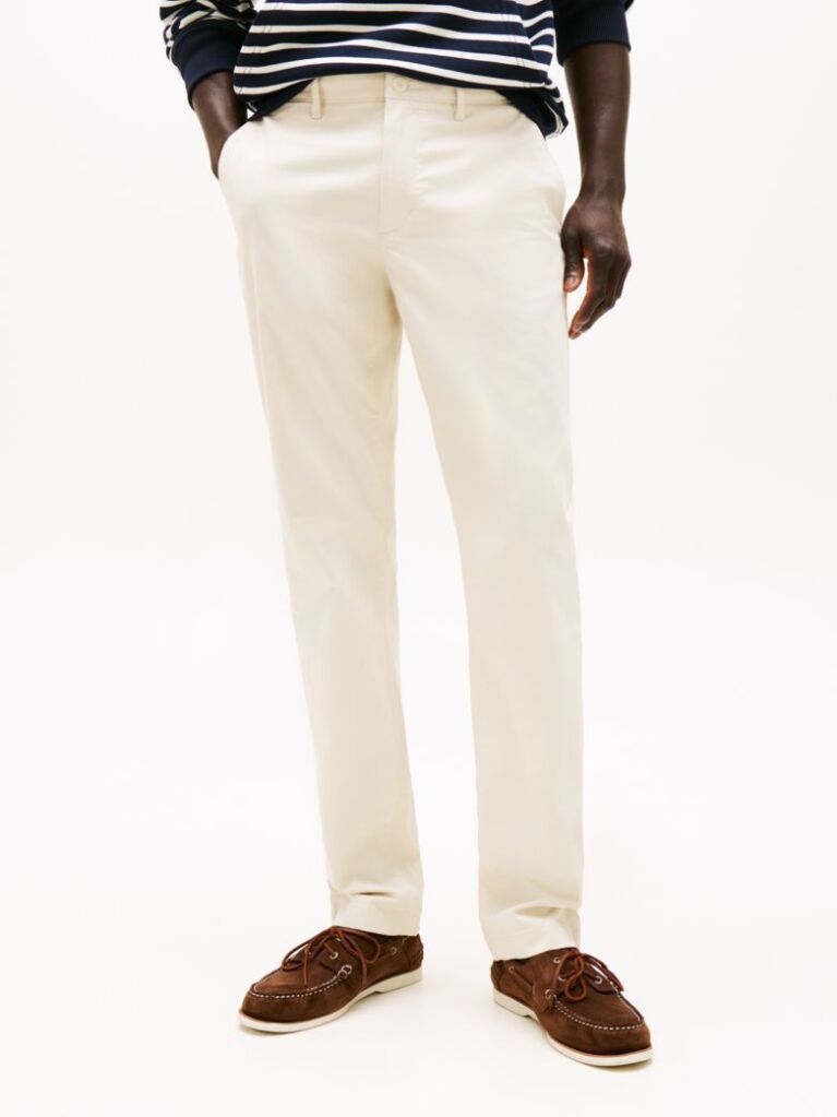 White Denton Stretch Cotton Straight Chinos  Men