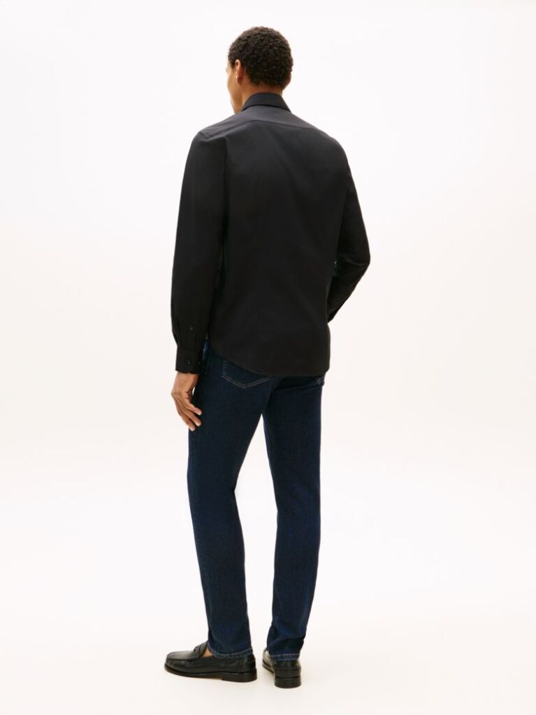 Black Flex Slim Fit Poplin Shirt  Men