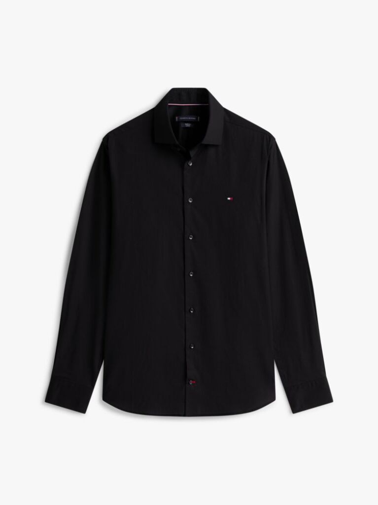 Black Flex Slim Fit Poplin Shirt  Men