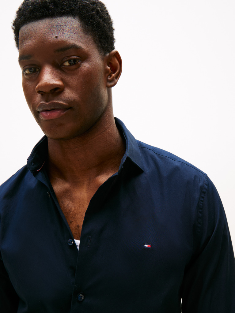 Blue Flex Slim Fit Poplin Shirt  Men