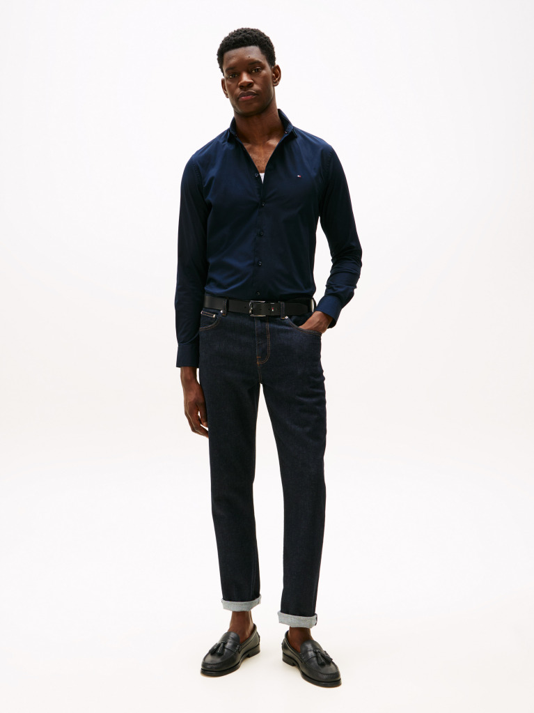 Blue Flex Slim Fit Poplin Shirt  Men