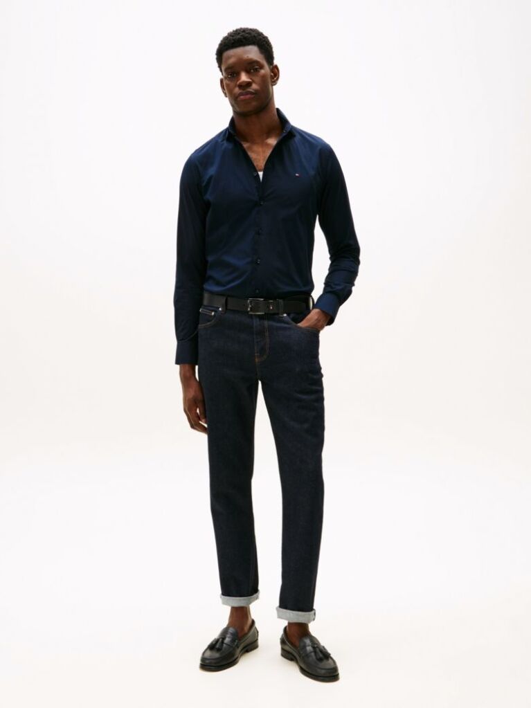 Blue Flex Slim Fit Poplin Shirt  Men