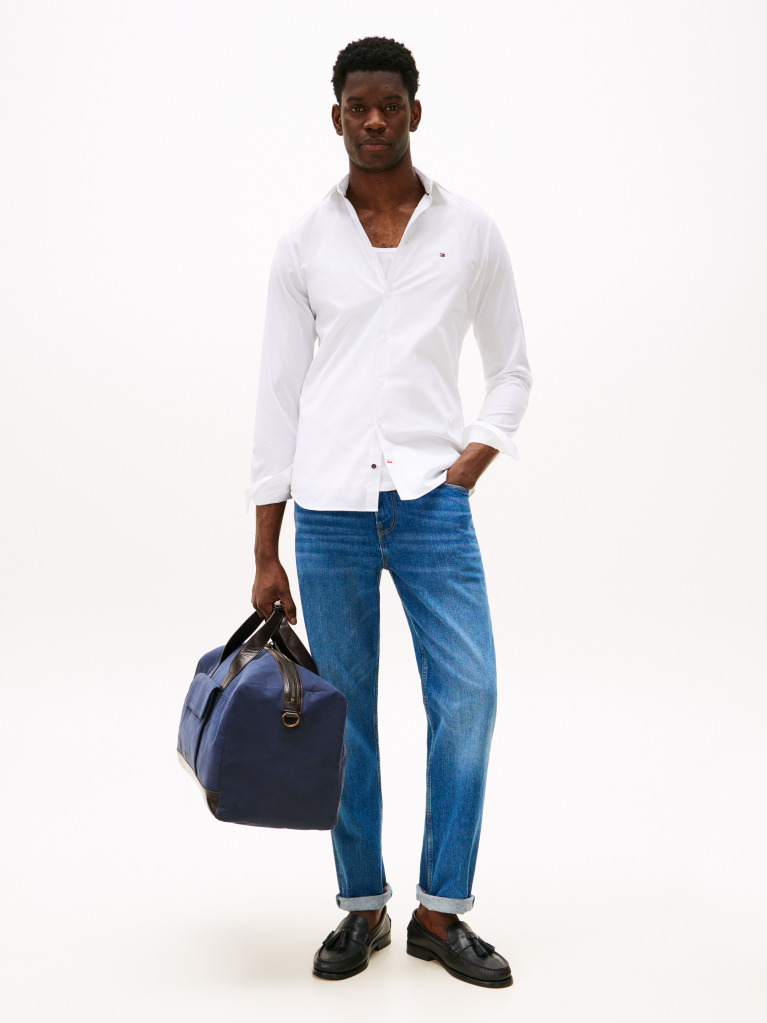White Flex Slim Fit Poplin Shirt  Men