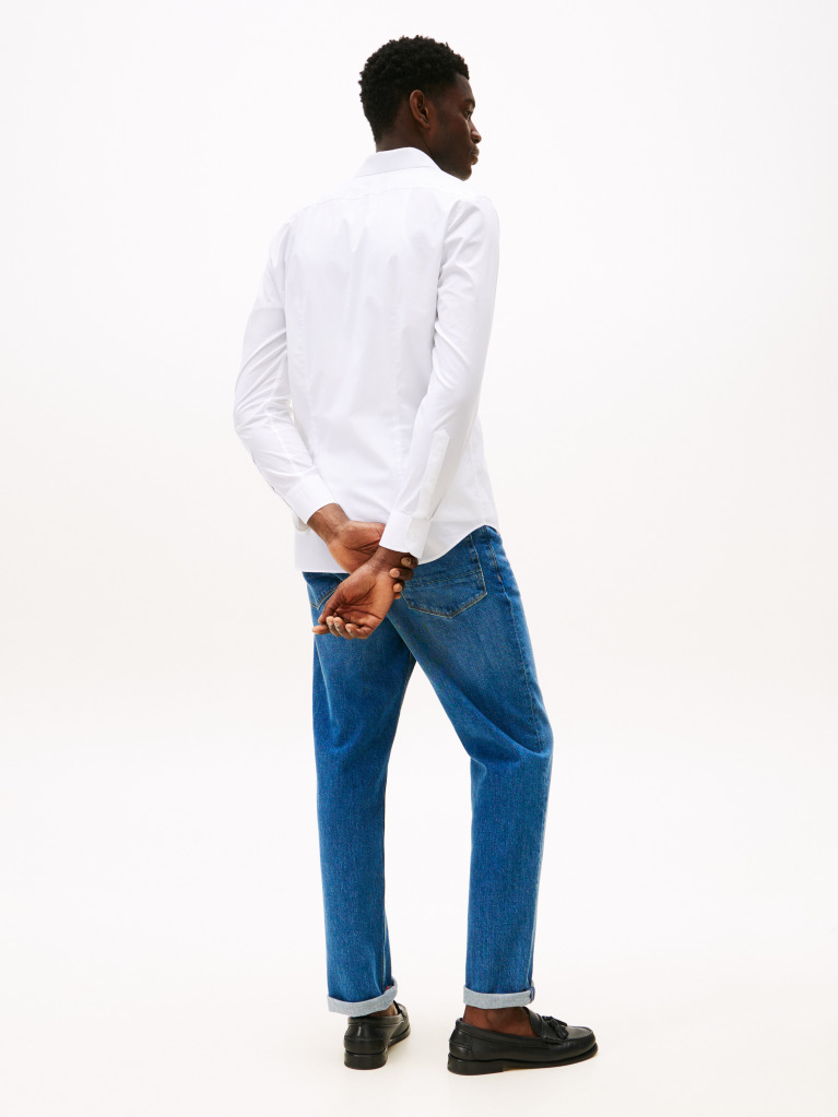 White Flex Slim Fit Poplin Shirt  Men